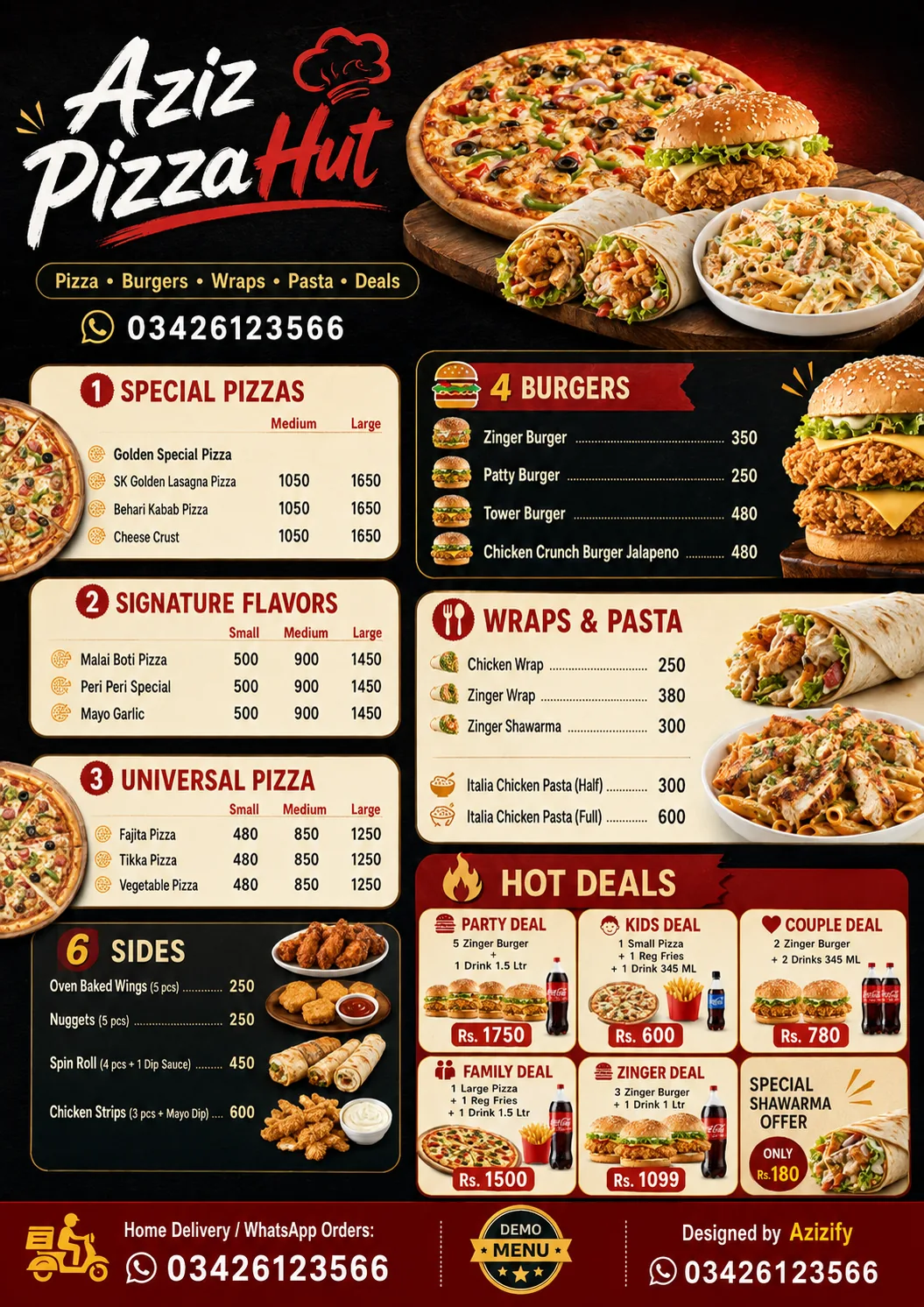 Aziz Pizza Hut restaurant menu design