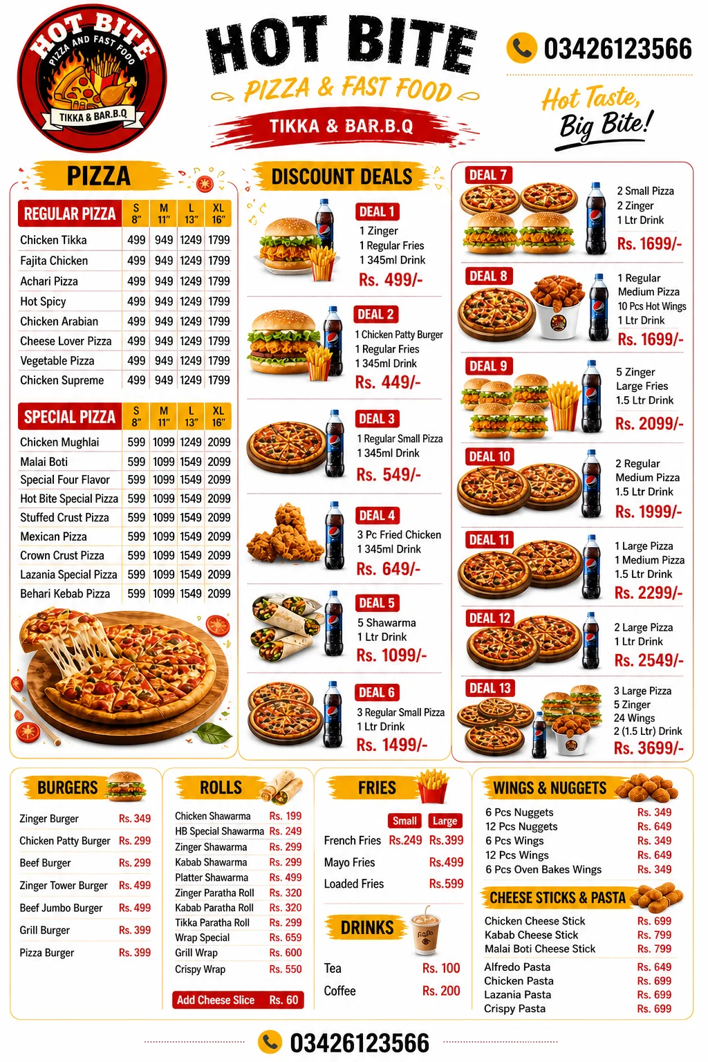 Hot Bite restaurant menu design